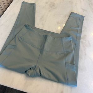 Zella Medium Aqua Blue Crop Hire Rise Side Pocket Leggings 23”